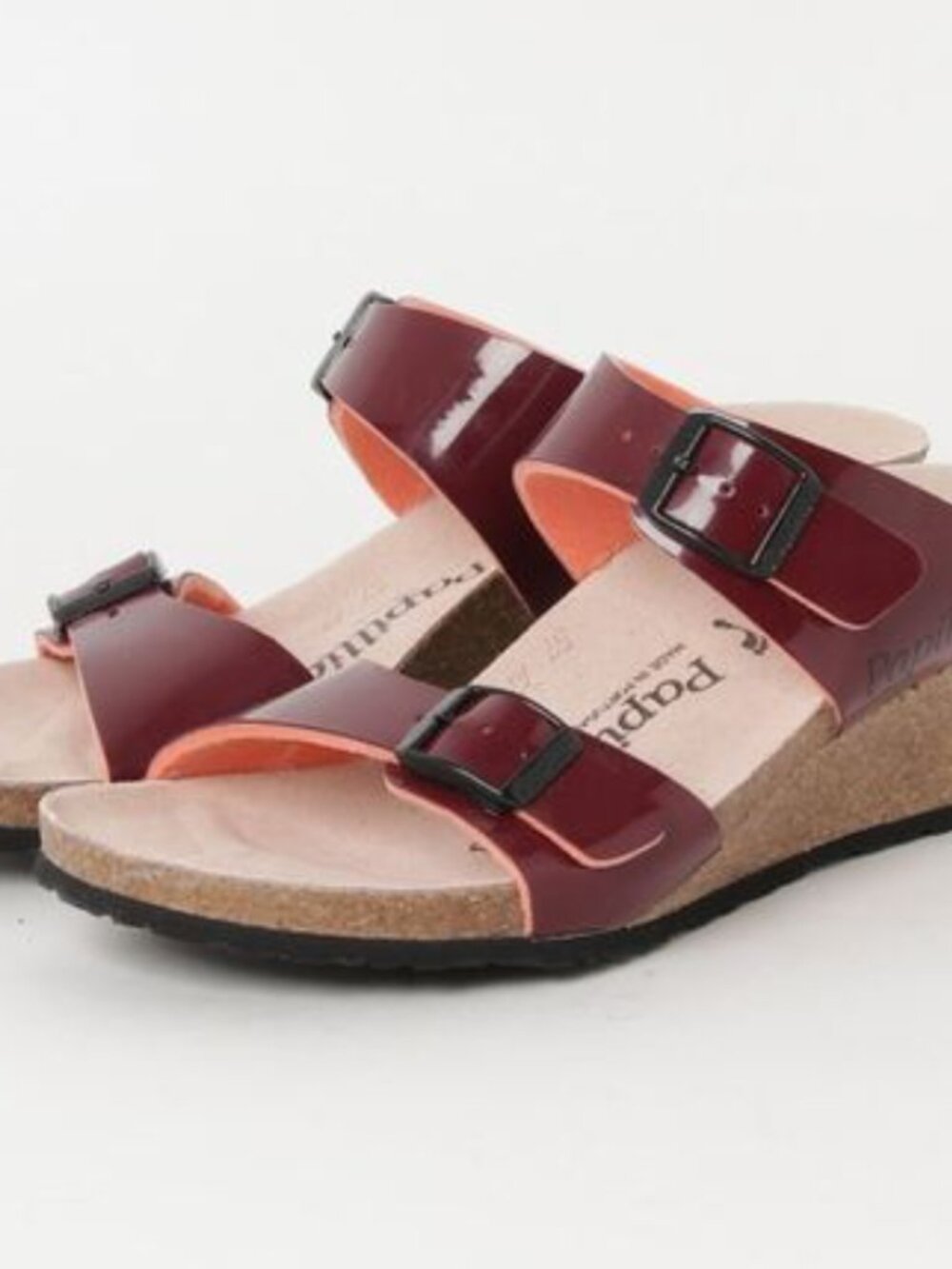 Birkenstock Dorothy Wine Red Patent Leather Wedge Sandals EU 38 US 7-7.5
